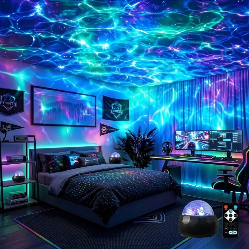TEMU Dynamic Projection Lamp, Usb Remote Control Ambient Light, 2026 New Model, Decor Light For Gaming Room, Bedroom And Party