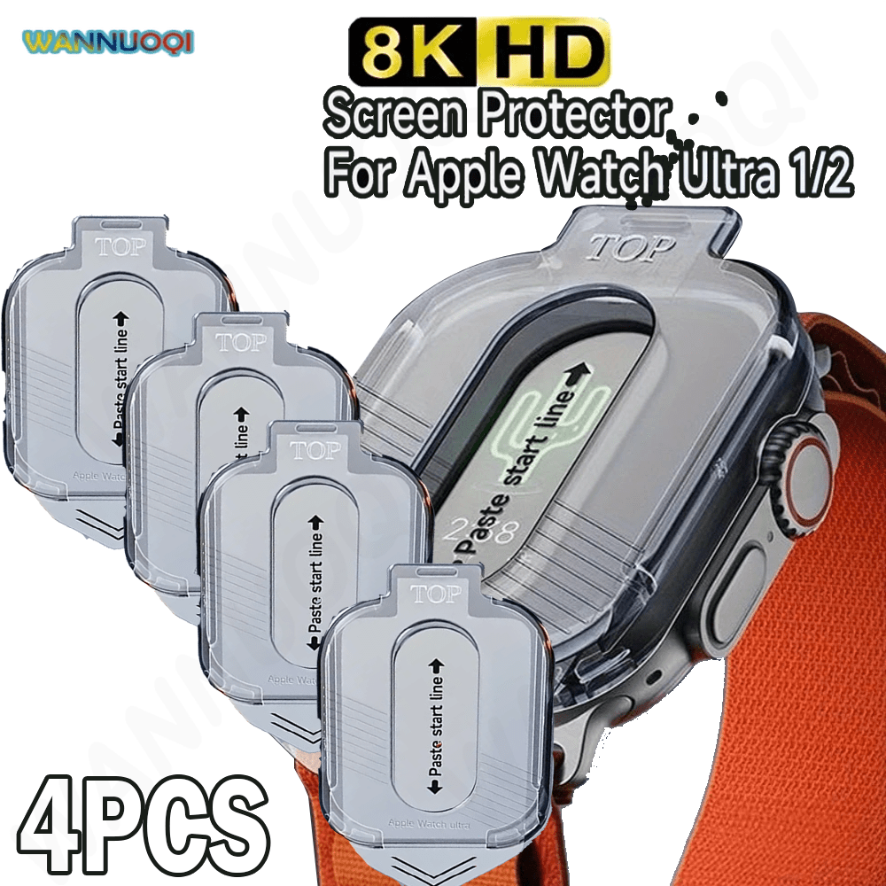 TEMU Set Of 4 Tempered Glass Screen Protectors For Iwatch Ultra 1/2/3 49mm, Scratch-resistant, Protective Film For Iwatch 49mm