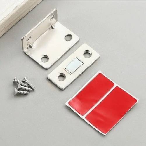 a 6pcs accessory set 2pcs hardware 4pcs screws cabinet door magnetic l shaped invisible door handle hardware safety door closer with magnetic contact invisible 90 degree cabinet magnet drawer and sliding