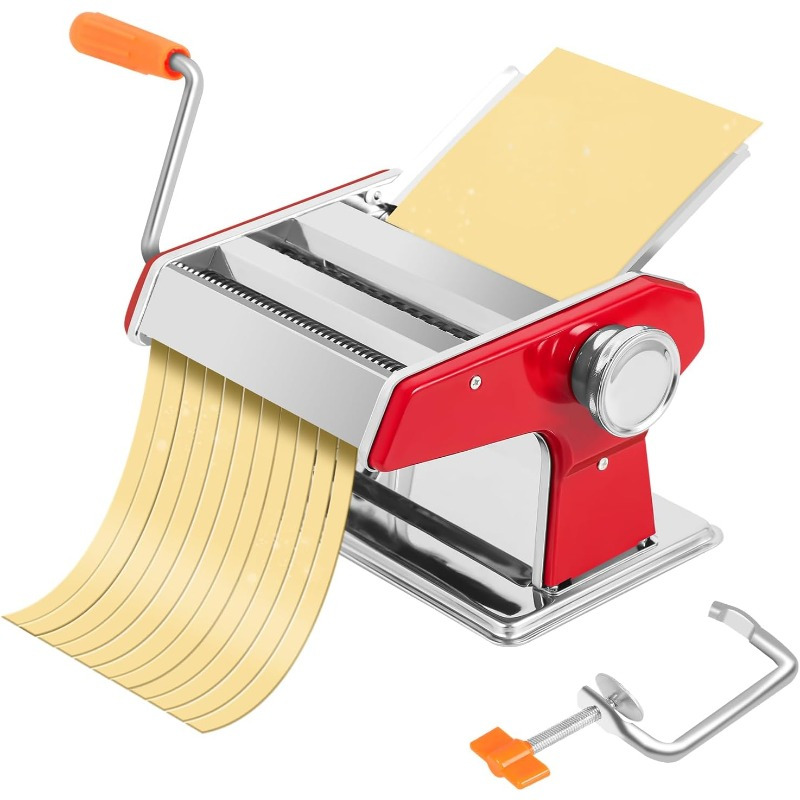 TEMU Pasta Machine, Manual Pasta Maker - 9 Adjustable Thickness Settings & Dual-width Noodle Cutter For Spaghetti, , - Durable Kitchen Gadget
