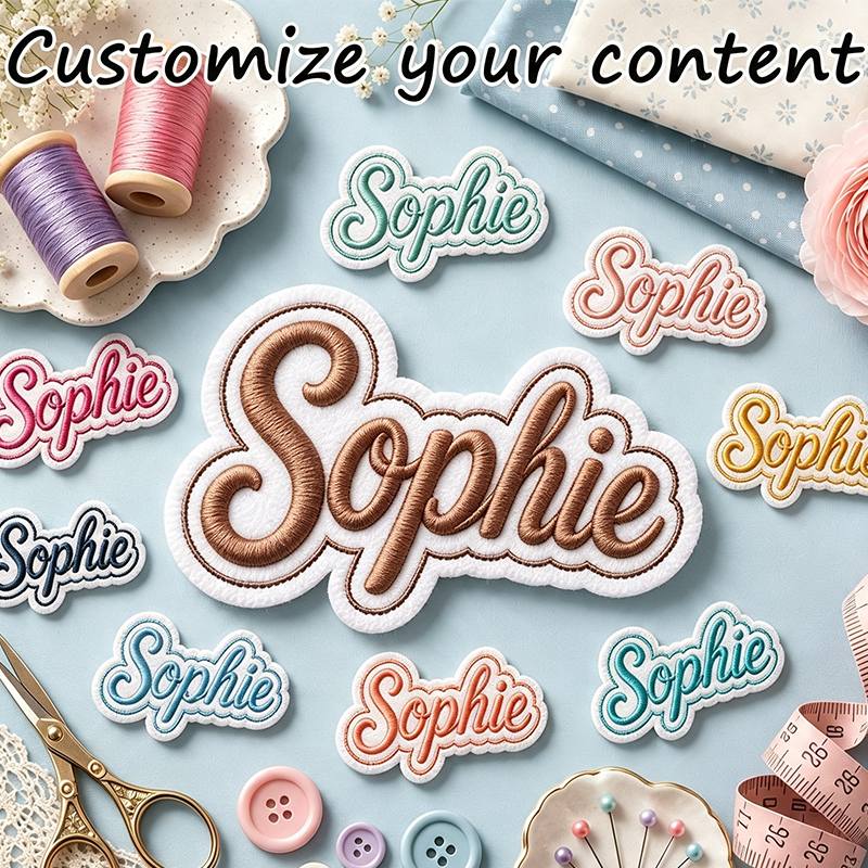 TEMU Custom Embroidered Name Tags, Heat-& Sew-on Letter Badges, Personalized Names, Initials& Abbreviation Customization, High-grade Fade-resistant