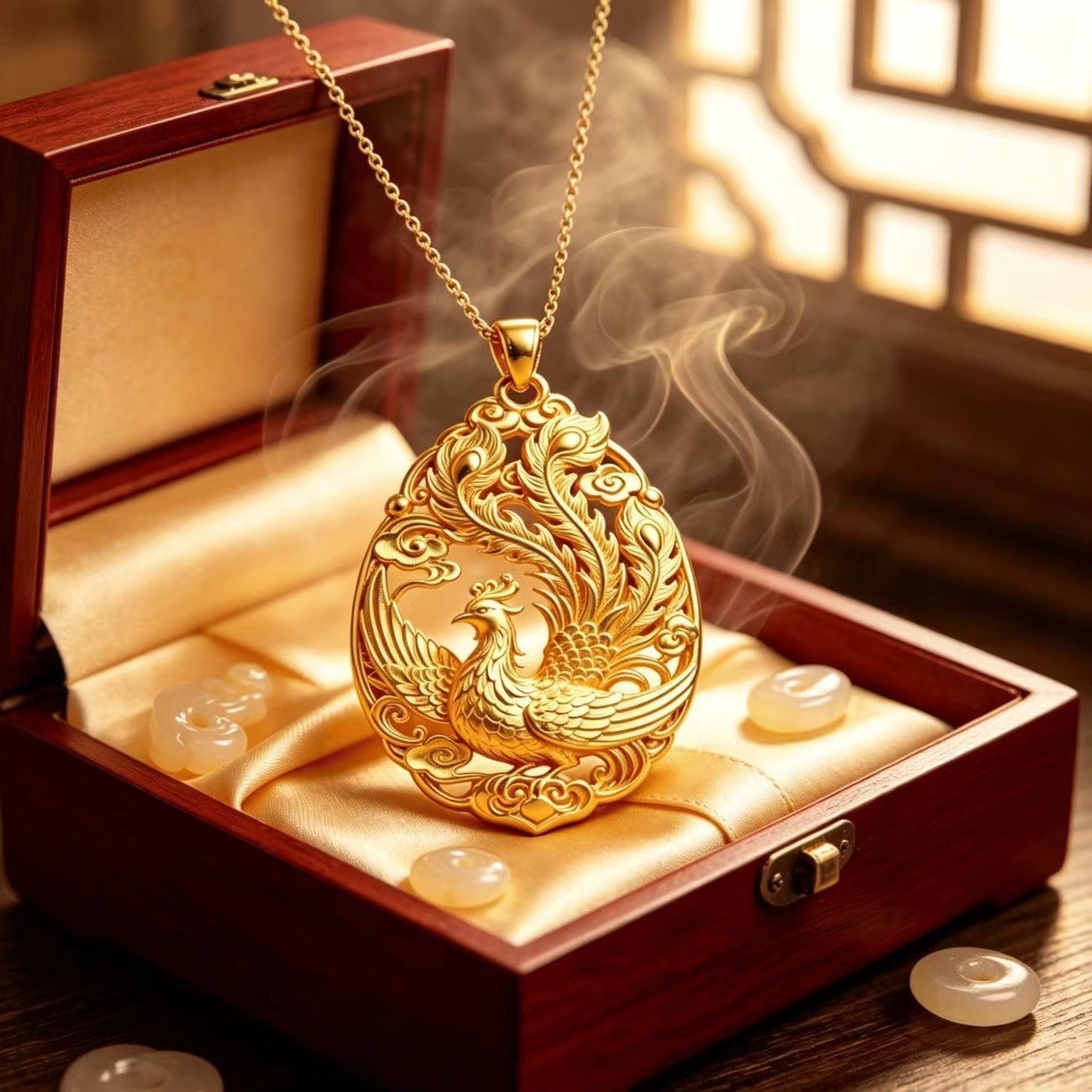 TEMU A Cloud And Phoenix Pendant, A Hollowed-out Phoenix-patterned Metal Ornament With A Luxurious And Exquisite Design, Suitable For Daily Wear,