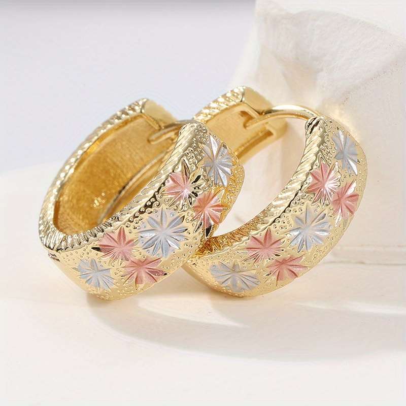 E-shop 1 Paar elegante handgefertigte Blumen-Kupfer-Creolen, Alltags- Festtagschmuck, perfektes Geschenk für festliche Anlässe