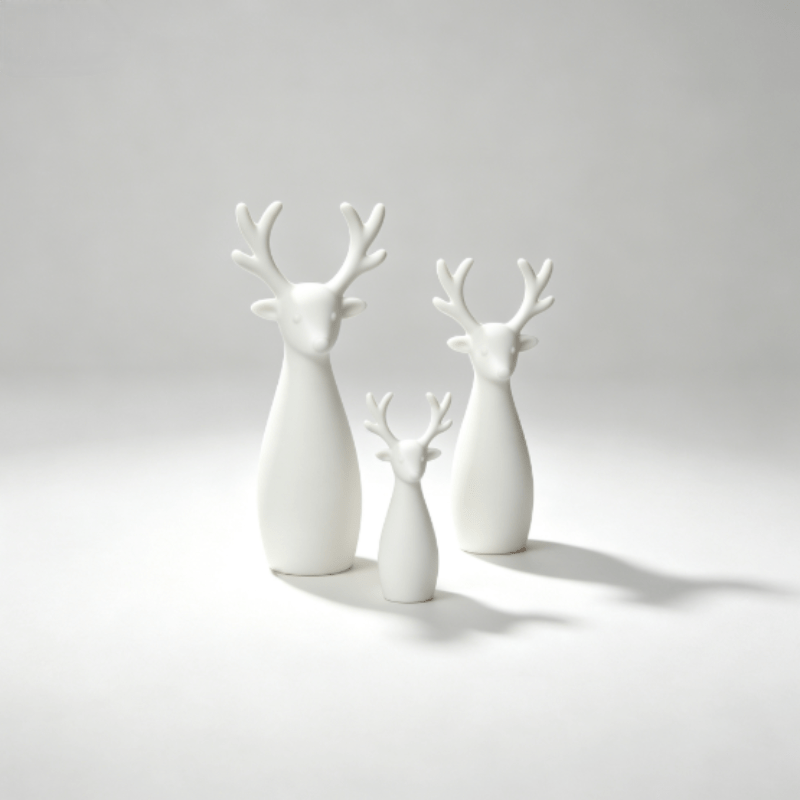 TEMU 3pcs Reindeer Figurines Plastic Tabletop Decorations Suitable For Christmas, Valentine's Day, Thanksgiving Gifts - Cute Reindeer Sculptures For