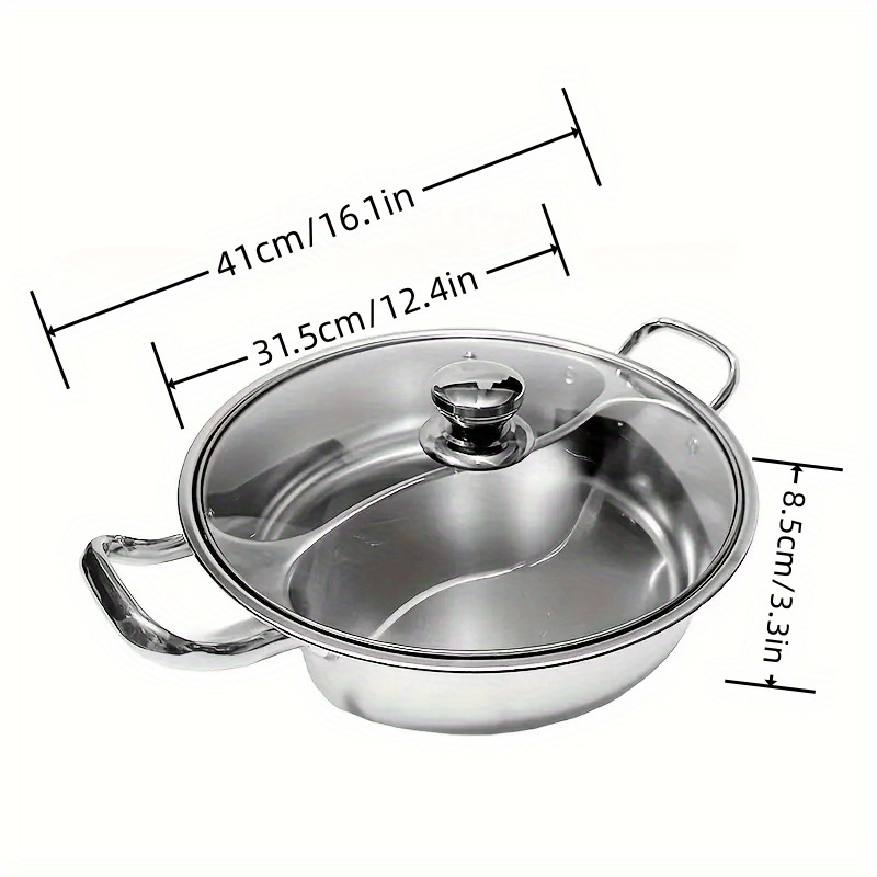 12 4 inch stainless steel dual flavor hot pot with thickened lid integrated design large capacity for family   restaurants outdoor camping holiday meals halloween chinese new year portable hot pot 5