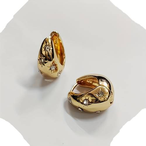 starburst shaped alloy earrings vintage golden with stunning catching for exquisite gift option