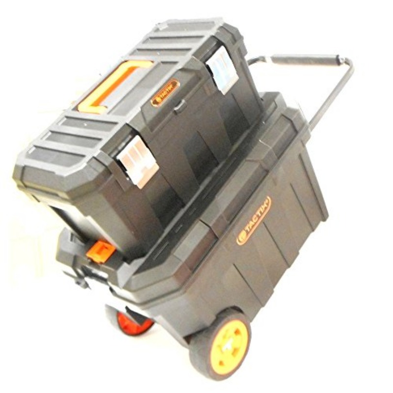 Heavy-Duty   Toolbox with Wheels - 2-in-1 Storage Organizer, Locking Lid, Portable Case for Professionals, Contractors, DIY Projects - Durable Construction Site & Workshop Storage Solution, Professional Tool Organizer, Rugged Design, Reinforced Build, Rolling Toolbox, Contractors Toolbox