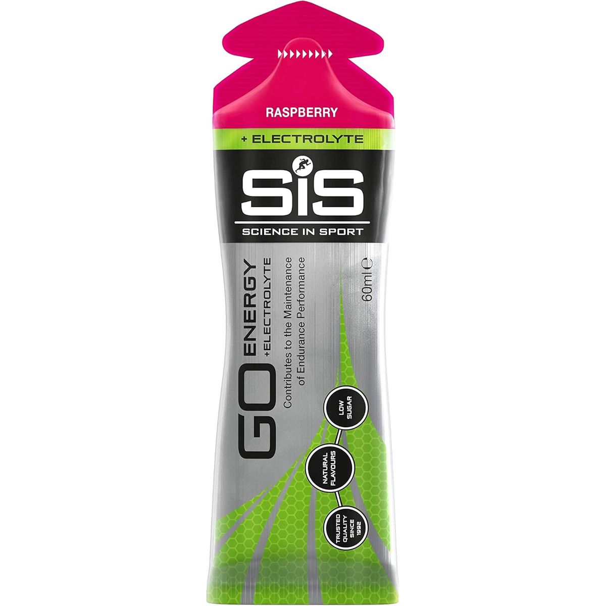 SIS Go Isotonic Energy Gel with Electrolytes- Nutrition Gel Supports Performance and Hydration for Running and Cycling- Raspberry Flavour, 60ml, Pack of 6