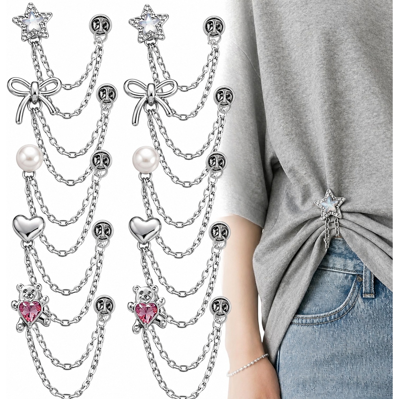 TEMU Lot de 10 pinces à vêtements multifonctionnelles, boucles de serrage d'ourlets, accessoires de vêtements polyvalents, peuvent serrer les