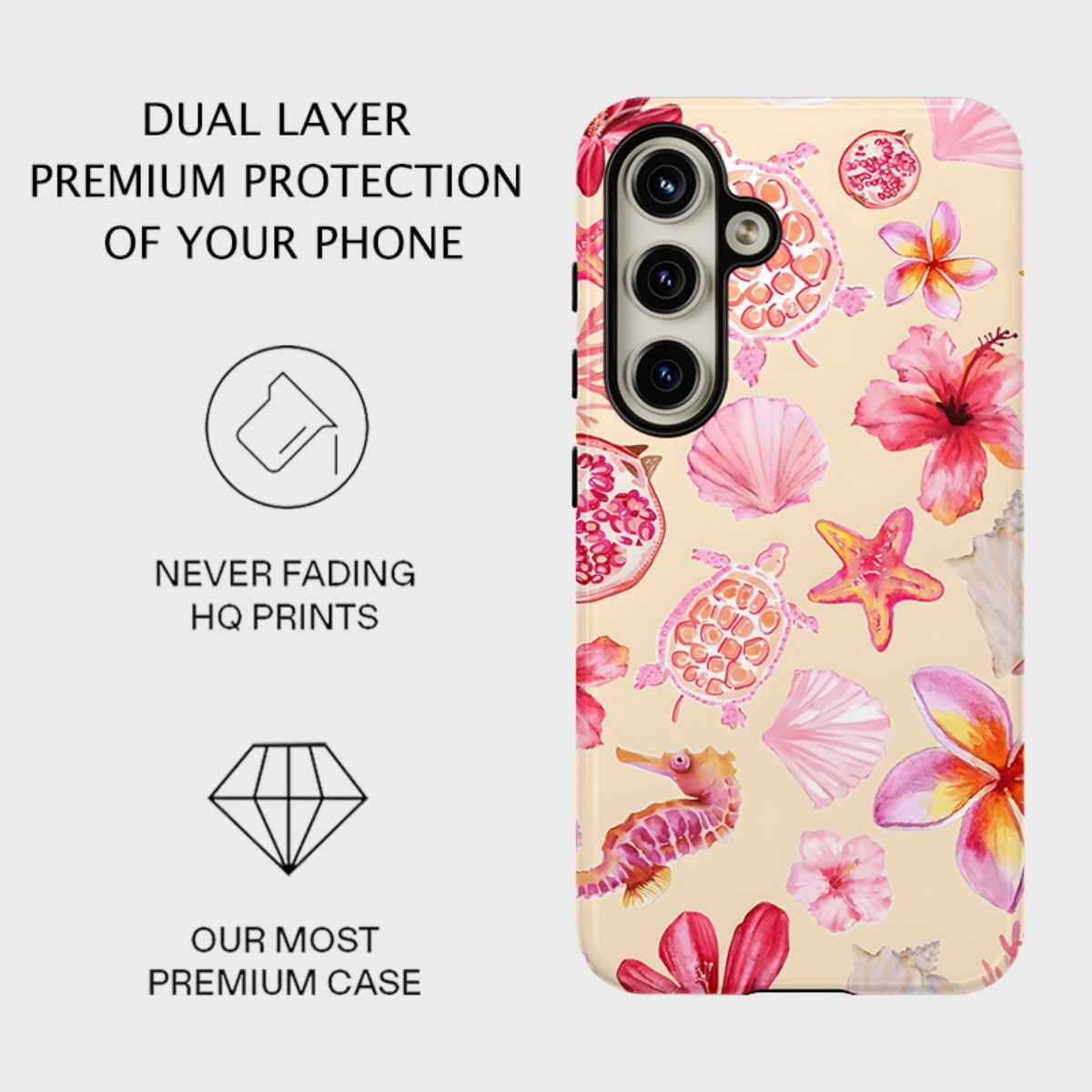 TEMU Phone Case: Light-patterned Featuring And Flowers -one Film Phone Case, Tough, Dual Layered Case For Superior Protection, For For Galaxy