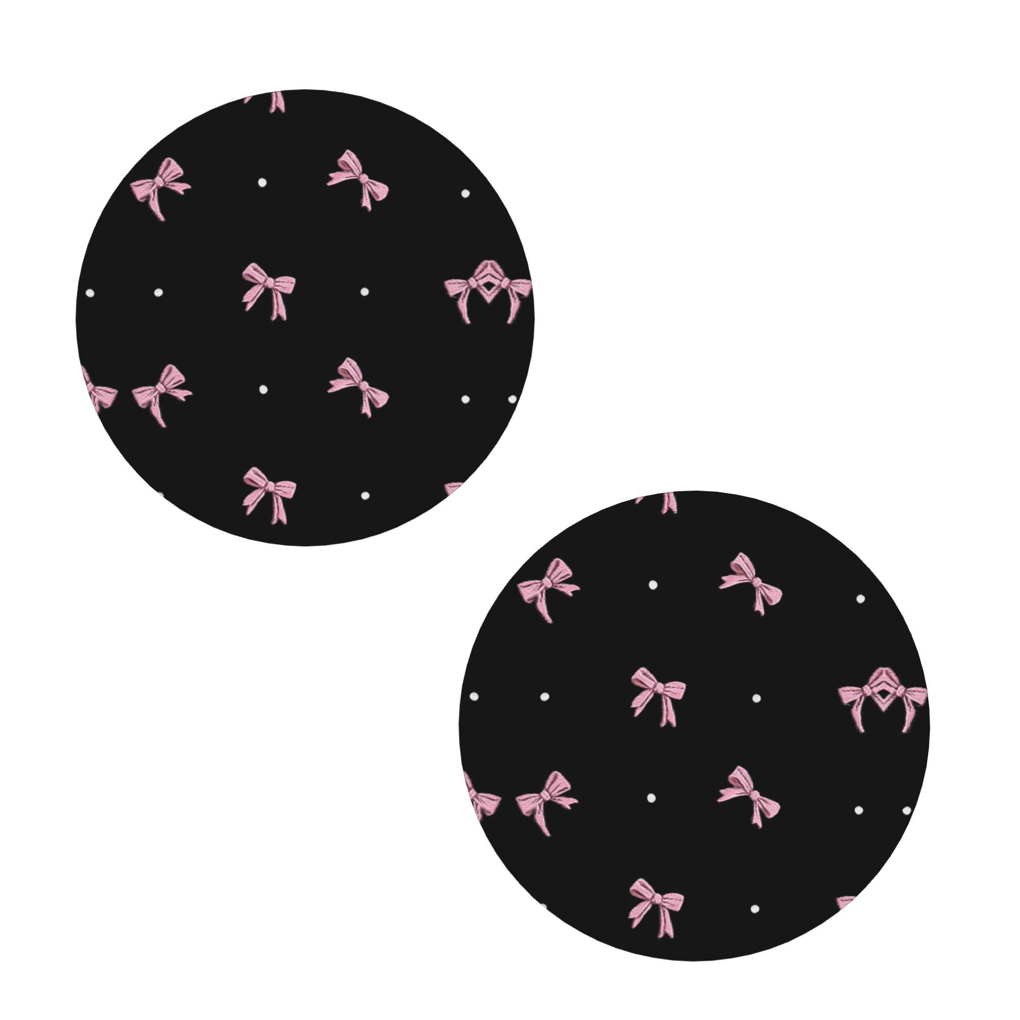 TEMU 2pcs Pink Bow Pattern Car Coaster Set, Car Cup Holder, Non-slip And Heat-resistant, Suitable For Placement In All Car Cup Slots, For Back-to-,