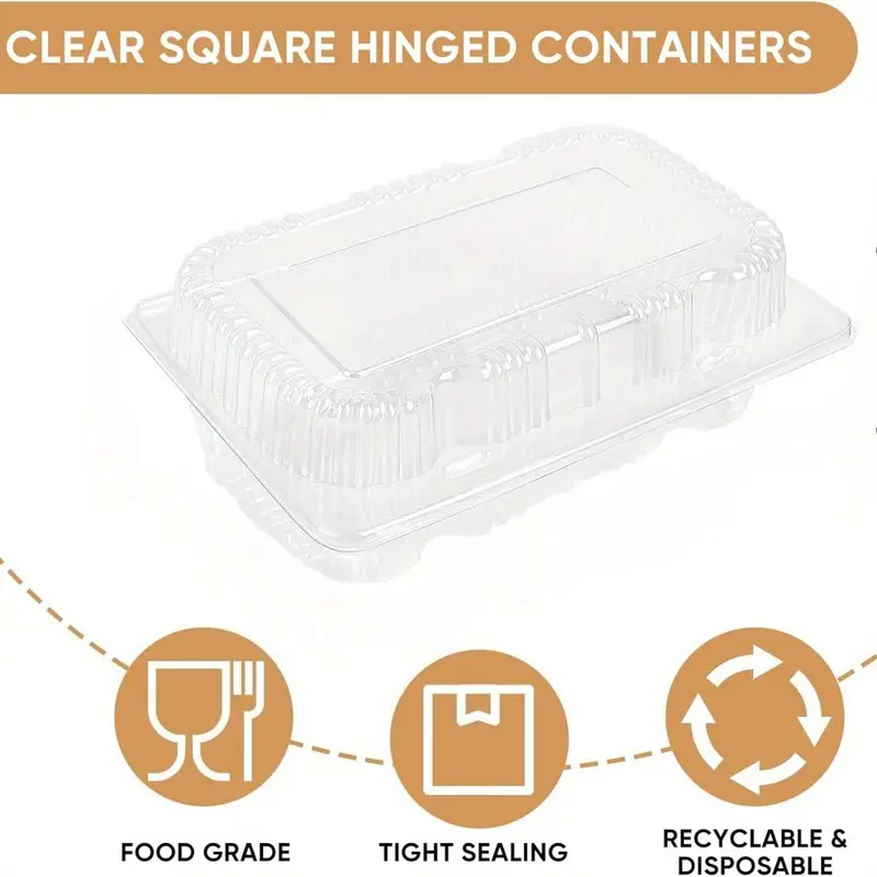 50pcs heavy-duty clear dessert boxes with flip-lid closure - stackable, commercial & use, ideal for, christmas gifts, parties, bakeries - transparent pastry packaging (50 count), party favor containers details 1