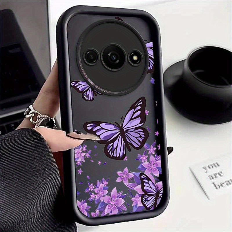 TEMU para teléfono: A3 duradera, cómoda, mariposas moradas tenaces, para Redmi A3, resistente a impactos, estilo casual