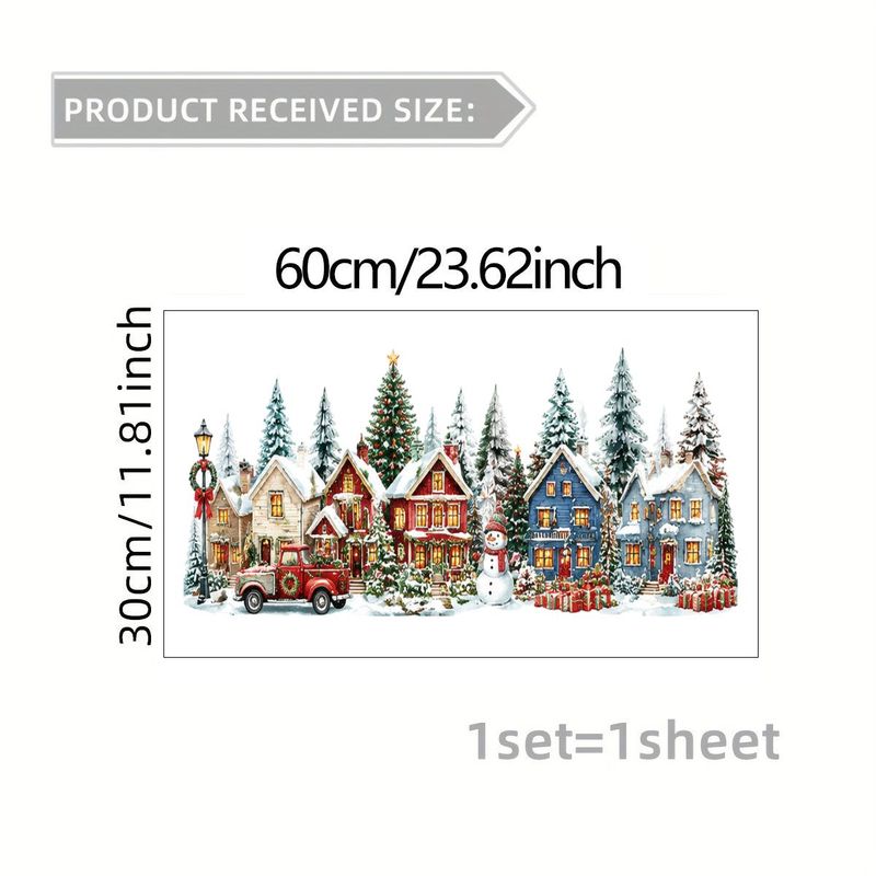 TEMU 2d Flat, 1pc Static Cling Window Film Suitable For Windows, Glass Doors & Mirrors - Reusable Removable Pvc Sticker With Winter Snow Scenes,