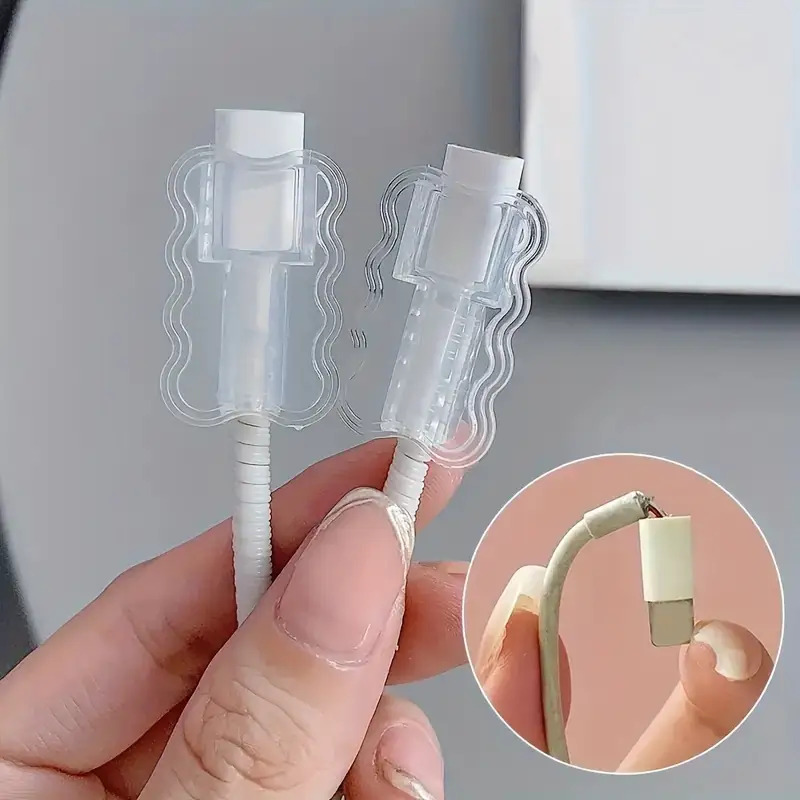 proteggi cavi di ricarica confezione  /4/10 - guaine trasparenti per cavi adatte per porte  , usb-c/lightning, -groviglio e antigraffio,   di caduta - proteggi cavi in plastica resistente per telefoni, tablet, laptop - regalo   per appassionati di tecnologia, guaine   Dettagli dell'articolo 1
