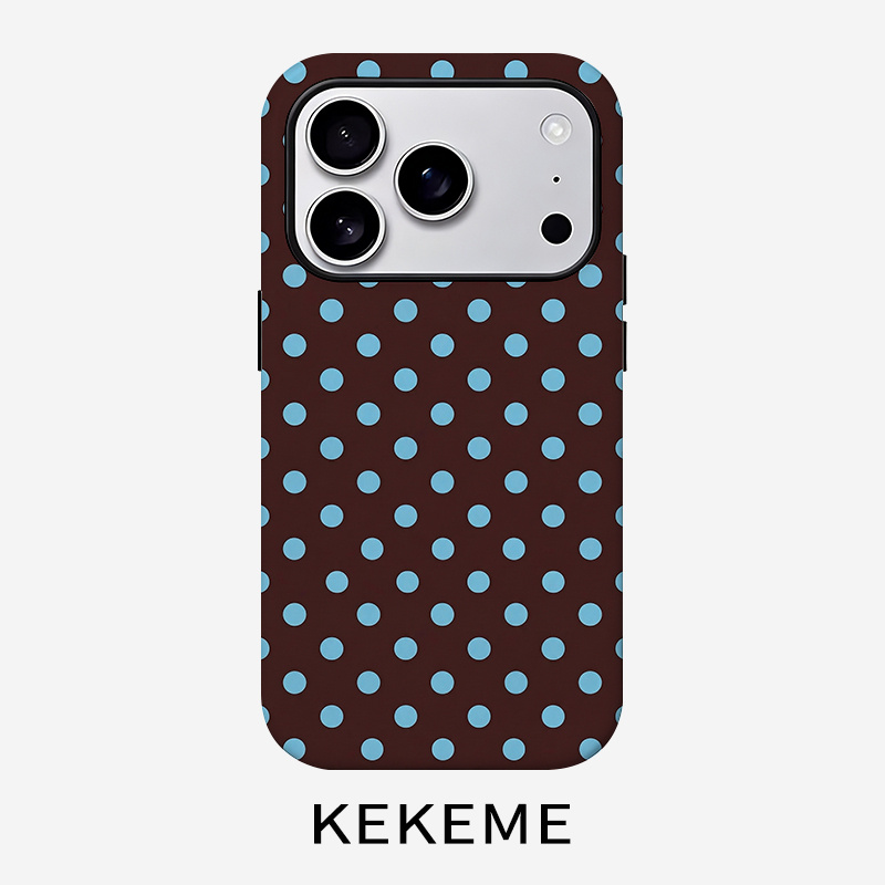 TEMU Phone Case - Kekeme Navy Polka Dot Film 2-in-1 Compatible For Iphone 17 16 15 14 13 12 11 Pro 15 14 Plus 17 Coverage Anti-drop Unisex Phone Case