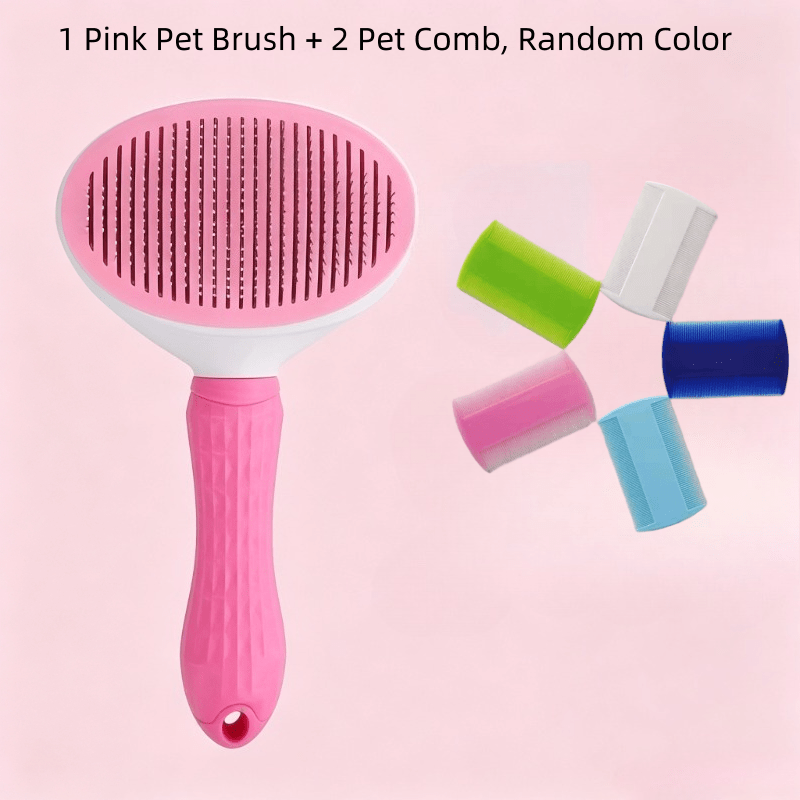 TEMU 1 Brush, Pet Grooming Kit, Self-cleaning Comb, Pet Bathing Massage Glove, Cat And Dog Grooming Tool Set, Hair Removal And Massage Supplies, Home