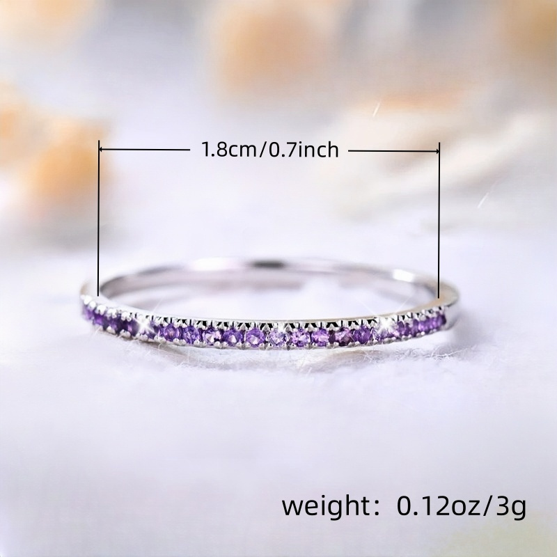 Women's Dreamy Purple Synthetic Zirconia Stackable Ring