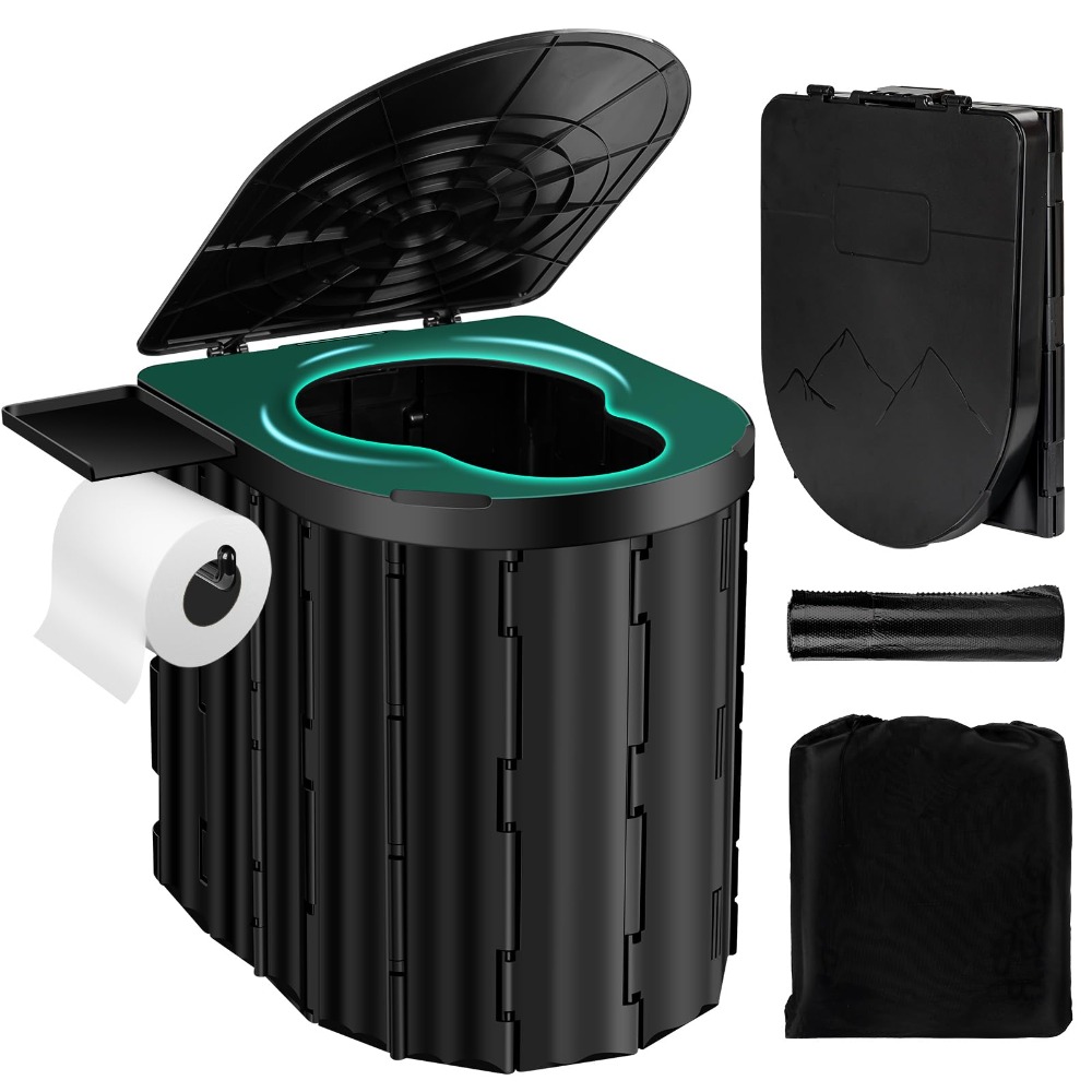 1pc Portable Toilet Seat With Toilet Paper Holder, Suitable For Camping, Fishing, Hiking And Beach.