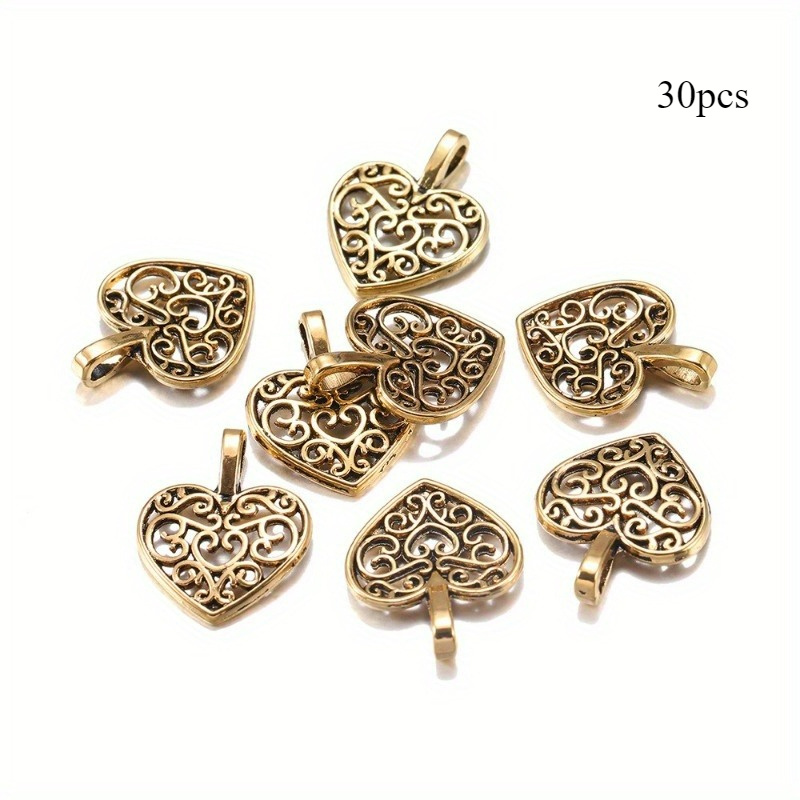TEMU 30 piezas de dijes de huecos en antiguo y color plateado estilo vintage, perfectos para crear joyas elegantes hechas a como collares, pulseras,
