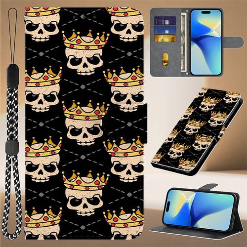 item picture phone case skull pattern phone case minimalist protective cover compatible with redmi 10 india 10 2022 10 5 power 10a 10c 10x 4 prime 5 a 12 12 5g 12c 13 4g 5g 13c 13c 5g 9 9a 9at 9c 9i 9t wallet card slot