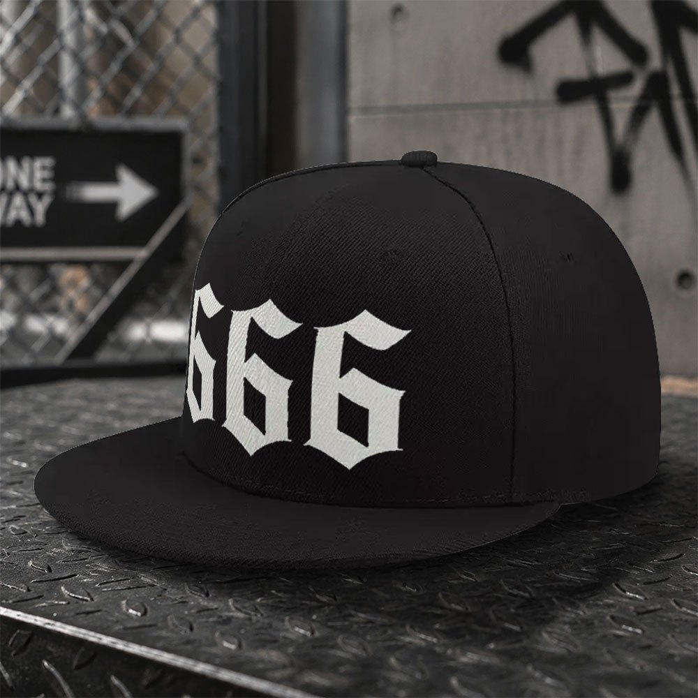 TEMU Nouvelle casquette de baseball gothique numéro 666 à visière plate, convertible fermée, article de mode tendance adapté aux quotidiens ou aux