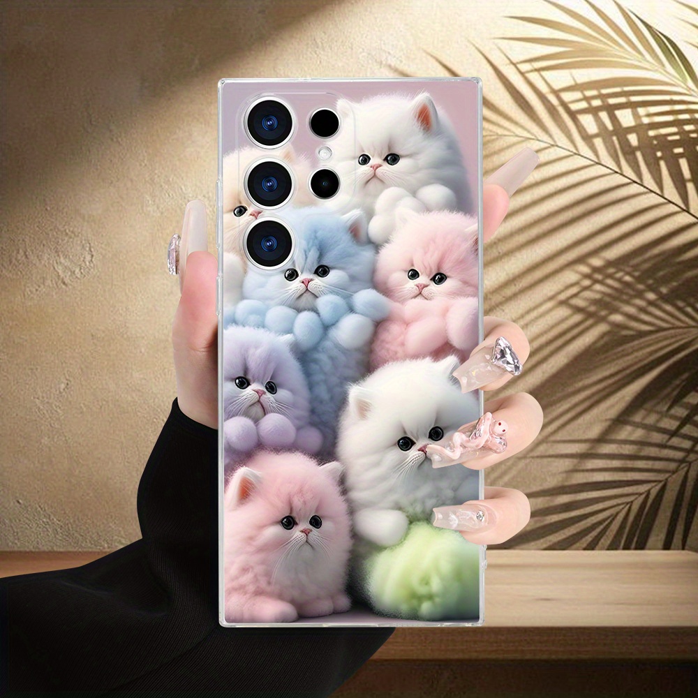 TEMU Phone Case: Fashionable, Simple, And Classic Transparent Phone Case With A Cute Plush Cat Pattern, Offering A Comfortable Grip. Suitable For