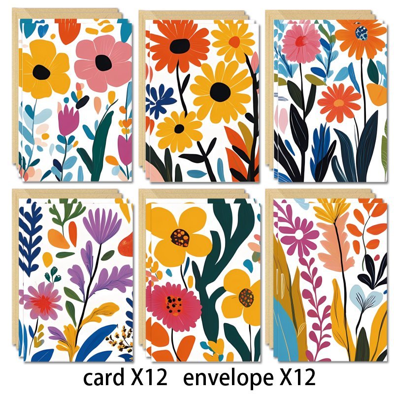 

24 Pack Floral Artist Trading Cards With Envelopes - Blank Inside For Art, Crafts, Messages - High-quality Paper Material For Creative And