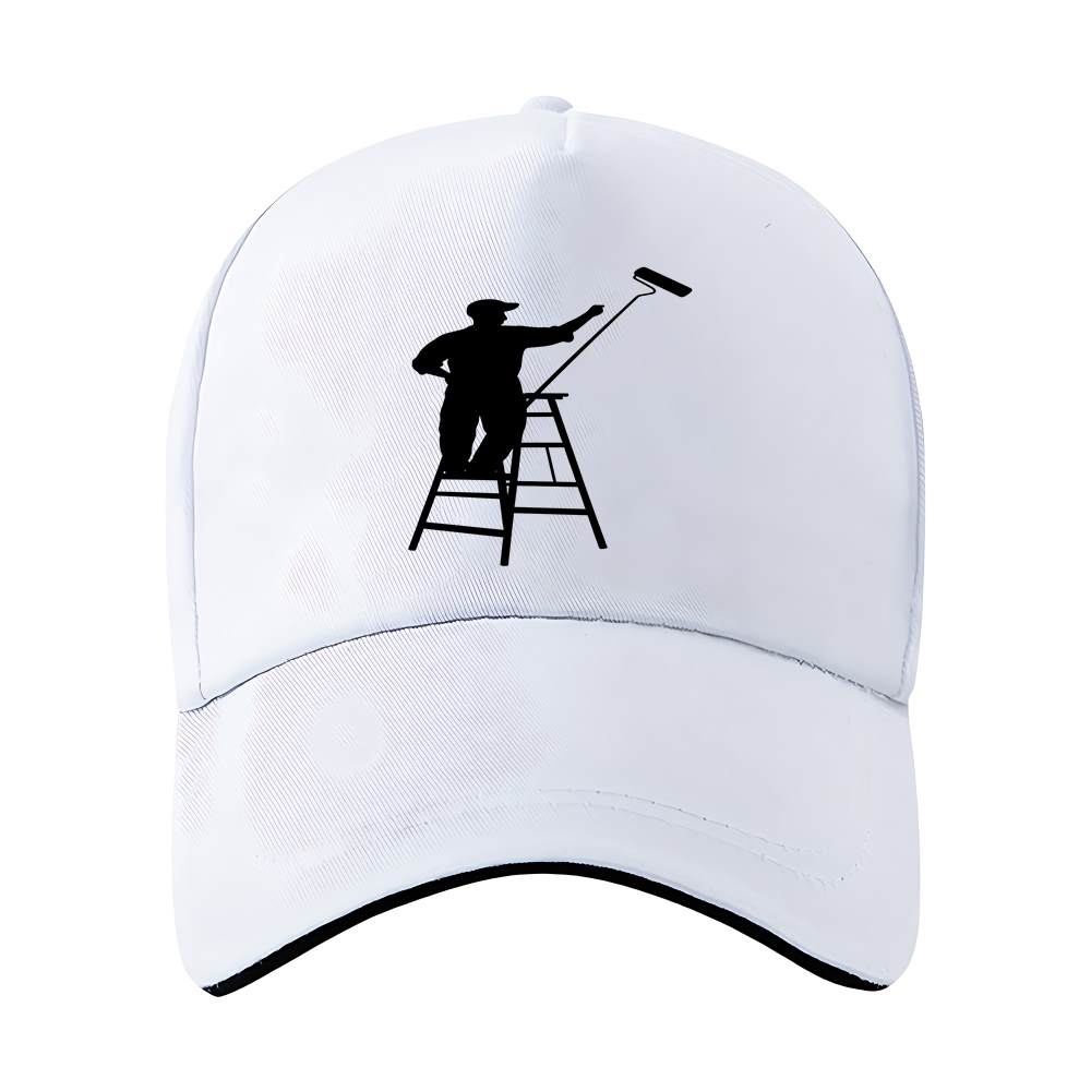 TEMU Un casque de baseball avec une silhouette d'un peintre sur une échelle, conçu pour tous et parfait pour toute