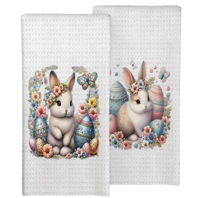 

2pcs Kitchen Towels - 18x26" Ultra Soft Polyester, Spring Floral & , Reusable Dish Cloths For Cooking And Baking, Machine Washable