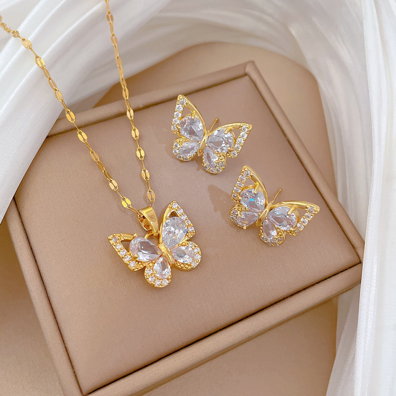 TEMU 2pcs Jewelry Set - Elegant Necklace And Earrings - Women's Jewelry, Fashion Jewelry Set, Fashionable Unique Women's Gift, Gift For Valentine's