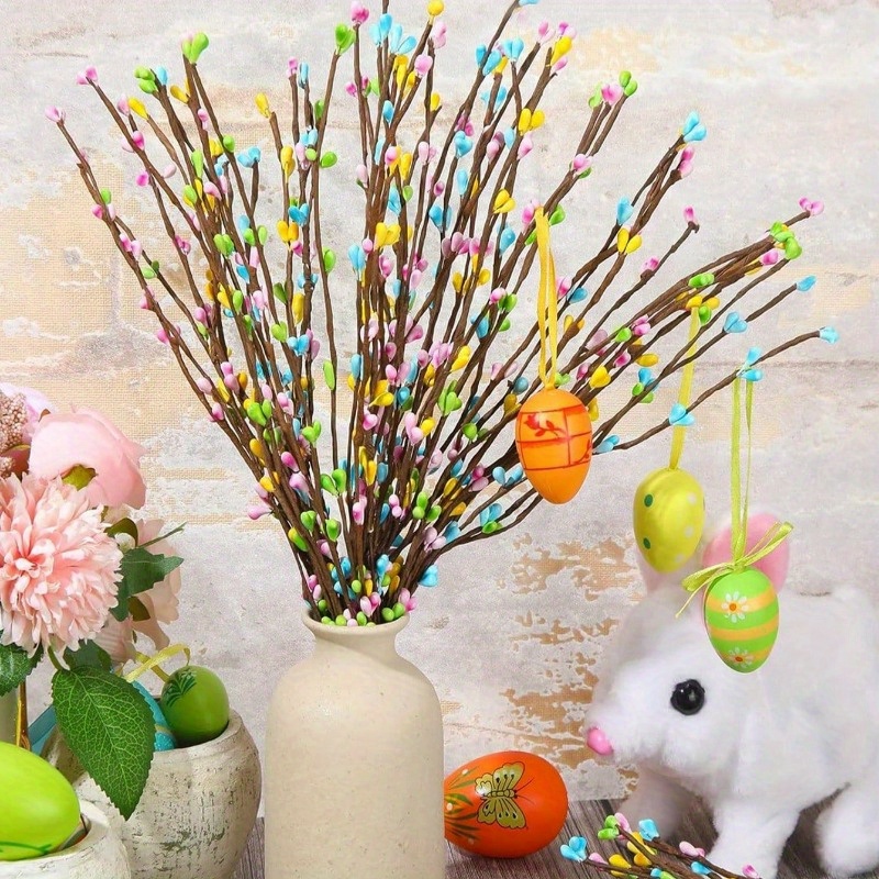 

20pcs Easter Artificial Berry Stems - Plastic Floral Arrangement Sticks For Diy Wreaths And Spring Decorations