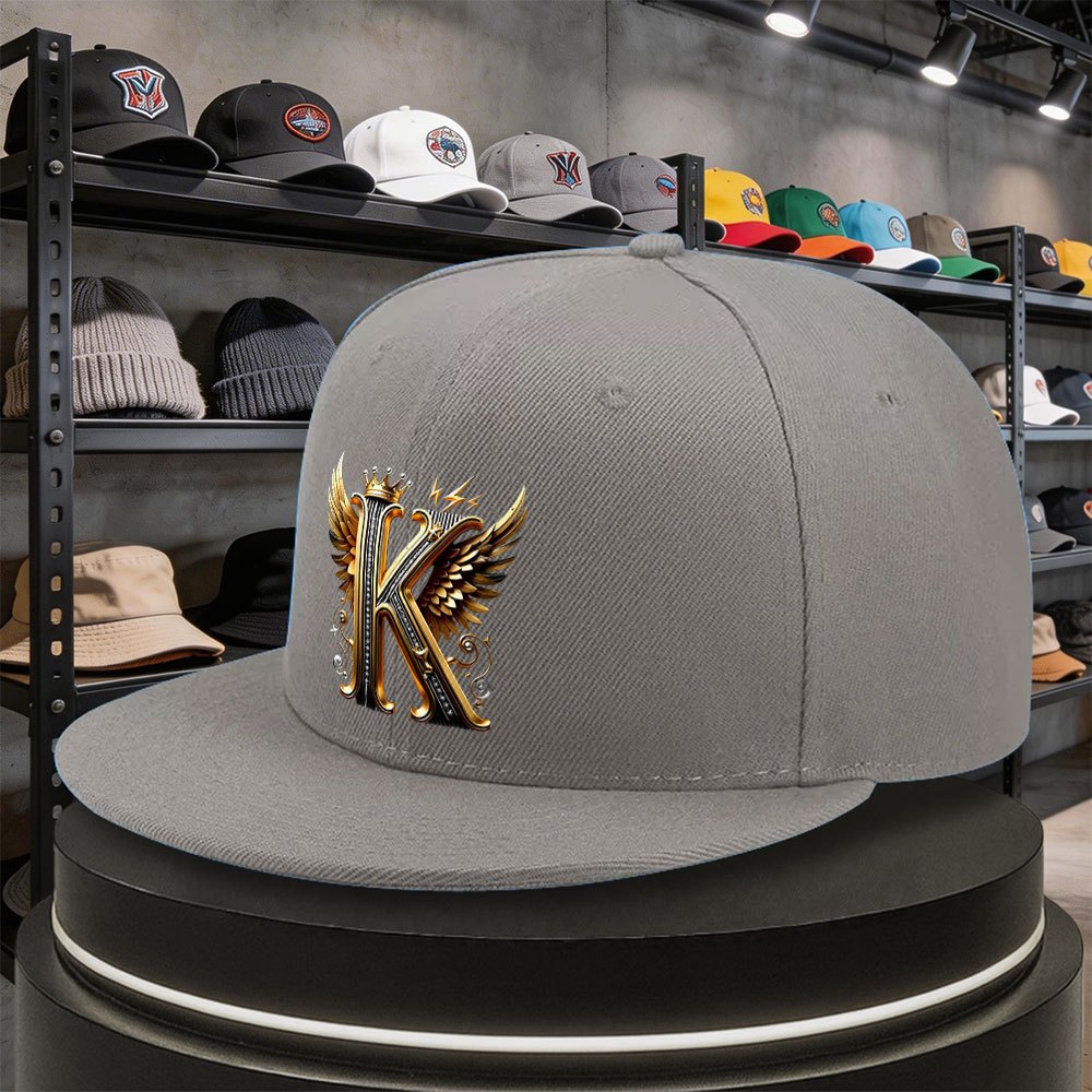 TEMU A Stylish Baseball Cap Featuring A K-letter And Wings, Suitable For Men And Women. This Adjustable Flat-brimmed Hat Is Versatile And Fashionable