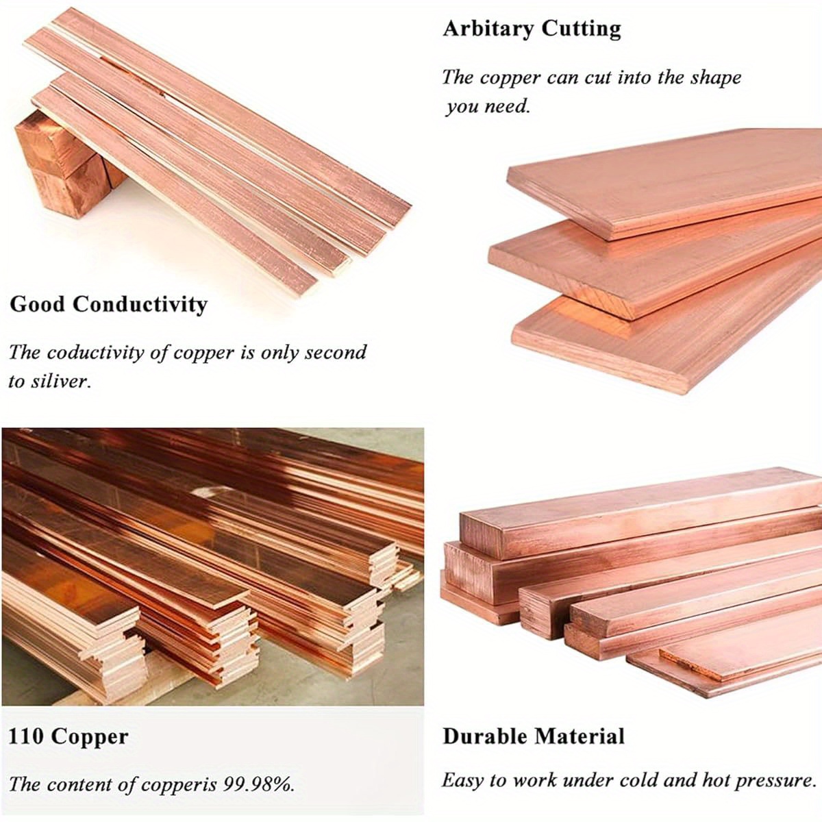Copper Bus Bar 3mm X 10mm X 9.84 Inch / 250mm, 1Pcs Kenya - View #4