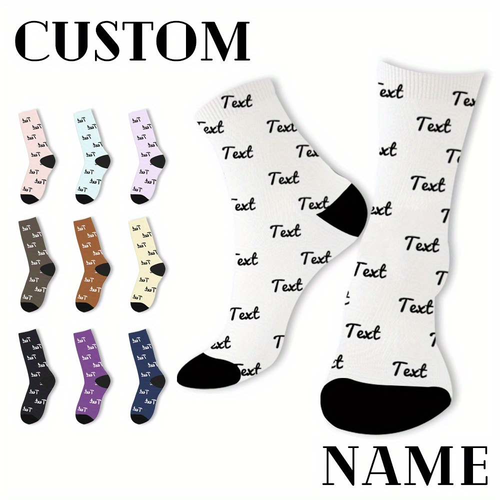 

Customizable Men's Novelty Socks - Personalized Text & Photo, Perfect Gift For Family & Friends, Breathable Polyester, Machine Washable