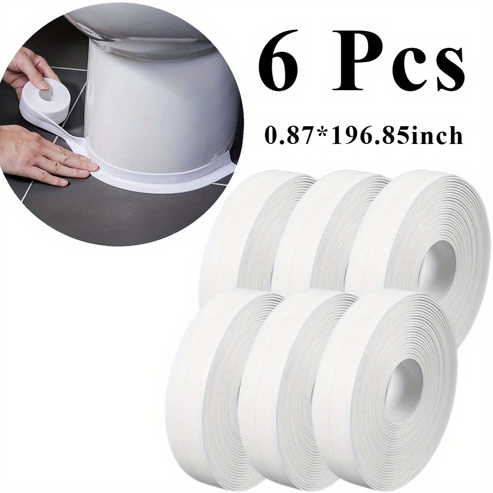 6pcs pvc sealing strips self   waterproof wall stickers for bathroom   bath caulk tape 0 87x196 85 inch white bathroom sealing tape sleek white tape pvc material 0