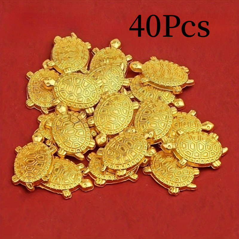 TEMU 40pcs Golden Turtle Decoration Set - Authentic Japanese Turtle Wealth Talisman - Originating From Hoshima , Suitable For Home Decoration And