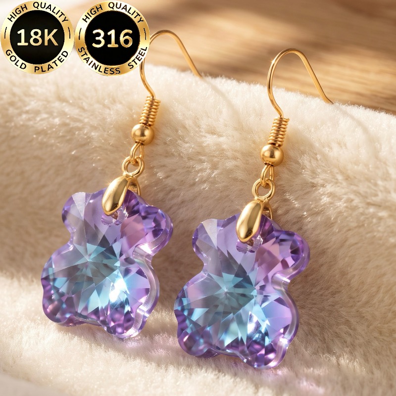 TEMU 1 Par de Aretes de Mujer de Calidad en Acero Inoxidable 316, Chapados en Oro de 18K, Hipoalergénicos, para Dar Forma al Rostro, Lujo , Dulces,