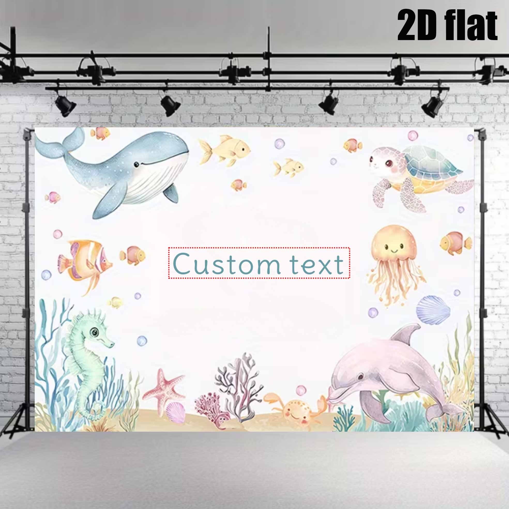 TEMU Pancarta 2D para fiestas - 1 pieza de de vinilo personalizado con texto "Self-" y temática del mundo oceánico con diseño de ballena y , adecuado