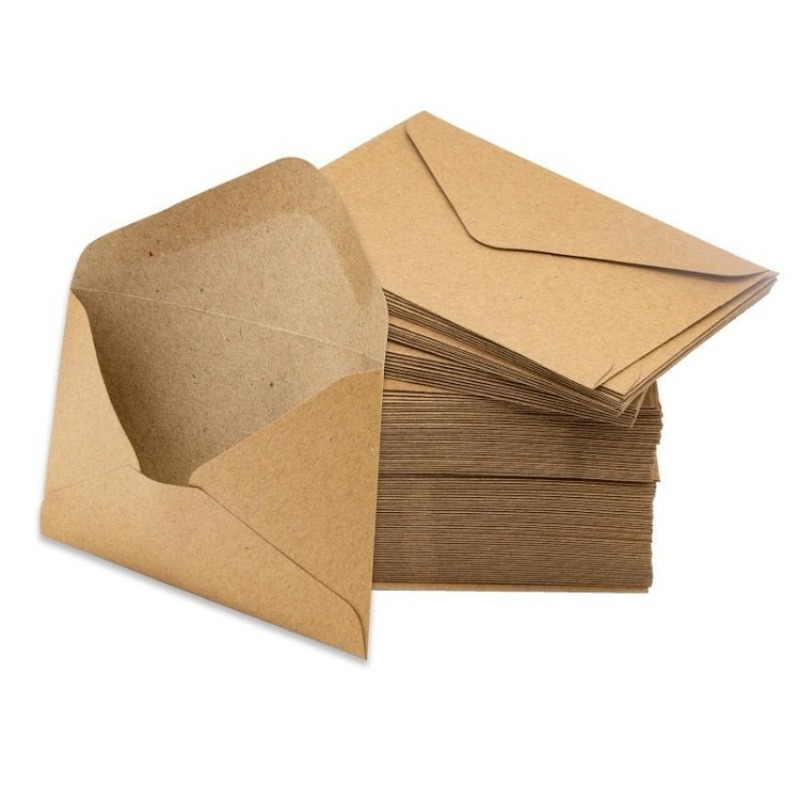 TEMU 48pcs Enveloppes en Papier Vintage, Design Simple et Vierge, Style Triangle , Autocollantes avec Bord Gommé, Enveloppes pour Cartes de Vœux