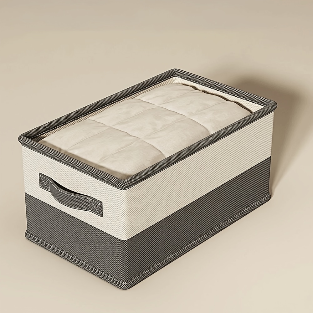 TEMU 1 Boîte de Rangement Multifonctionnelle pour Vêtements et Jouets avec Poignée, Bac de Rangement Ouvert, Panier de Rangement Empilable avec Cadre