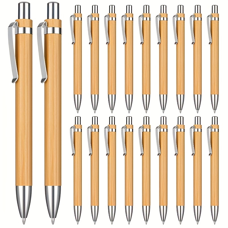 100-pack Retractable Bamboo Ballpoint Pens, Featuring A Stylish Bamboo Design. Suitable For Offices, Business, Schools, And Activities, Making Them An Ideal Gift