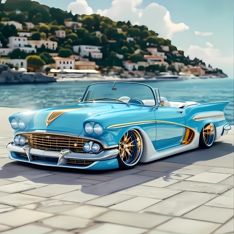 TEMU Suitable For All , Requires , 1pc Of Diy, Vintage Convertible Sports Car Decorative Painting, Mosaic Craft, Luxurious Diamond Painting With