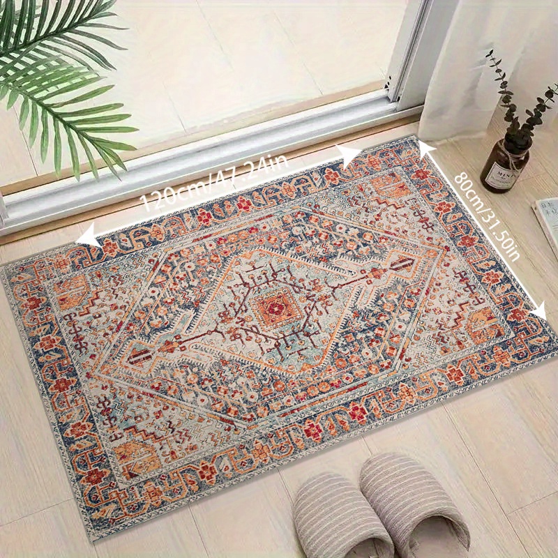 TEMU 1 Moroccan Bohemian Style Mat, Modern Minimalist Retro European Abstract Outdoor Rugs, Fluffy Mat For Indoor And Outdoor Use, Entryway Mat For