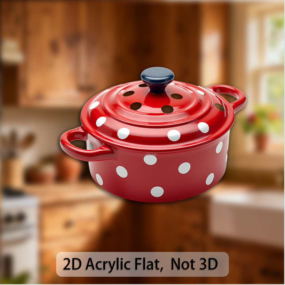 TEMU 1pc 2d Flat Magnetic Sticker, Made Of Acrylic And Rubber, A Fun Polka-dot Kitchen Decoration - Vibrant Red And White Glossy Finish, With A