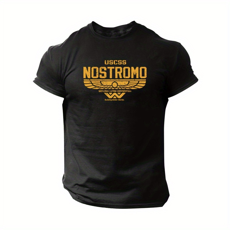 

Men's Nostromo Graphic T-shirt - Royal Blue Short-sleeve Crewneck With Printed Design, Casual Summer Tee For Casual Attire