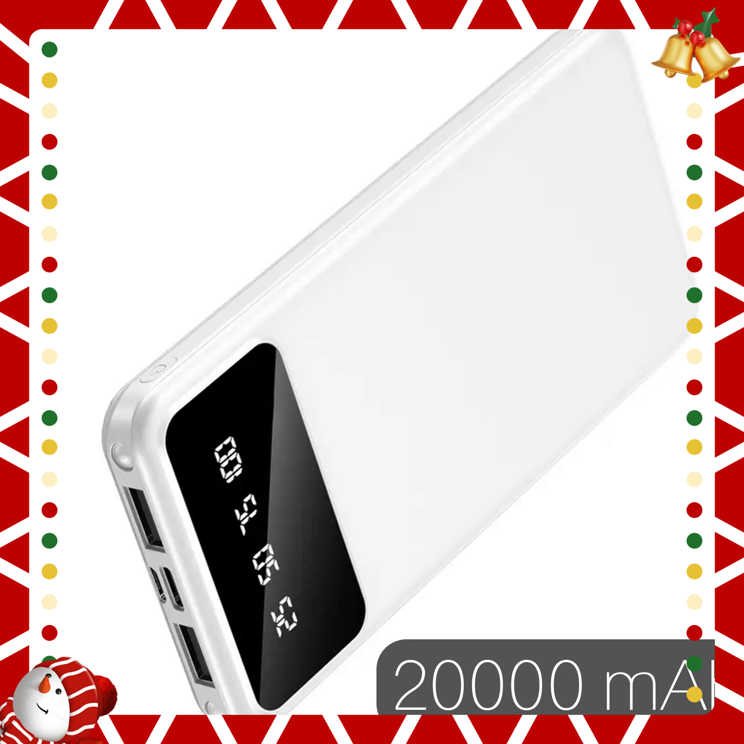 TEMU 20000mah Large Capacity Mobile Power Supply, 5v2.1a Portable Usb Charger, Led Display, For Ios/ Devices, 2xusb Output, Type-c/ Micro Input, Safe