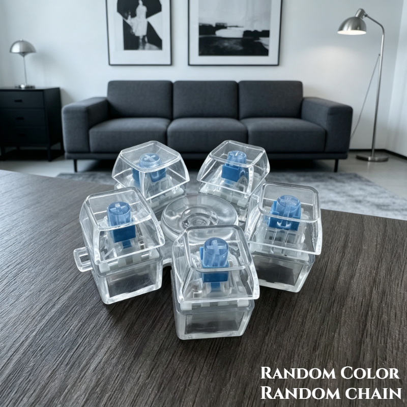 TEMU Porte-clés Décompression 5 Touches, avec Touches de Clavier Mécanique, Jouet Sensoriel Roue Rotative, Couleur Douce Aléatoire, Gadget de Bureau