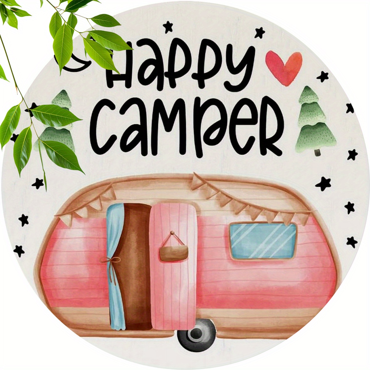TEMU 4pcs Round Wooden Coasters - Wood Suitable For Home Decor, Wood Table Protectors With Minimalist Campfire-themed For Mugs, Beer Glasses,