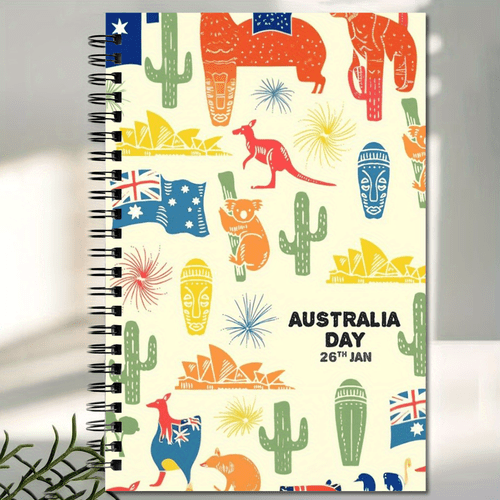 australia day themed spiral notebook 5 5x8 3 inch hardcover college ruled journal with vibrant art kangaroo flag designs ideal gift for women teachers students use australian souvenirs gifts
